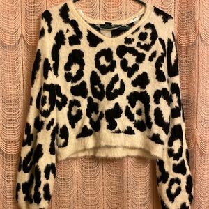 Plush cheetah print sweater